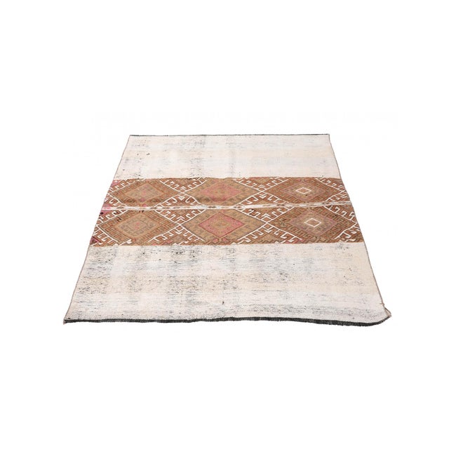 Vintage Small Decorative Kilim Rug - 4`1″ X 5`9″ For Sale - Image 4 of 6