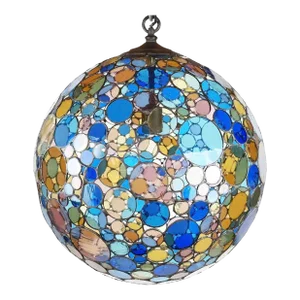 Multicolored Leaded Glass Globe Pendant Light