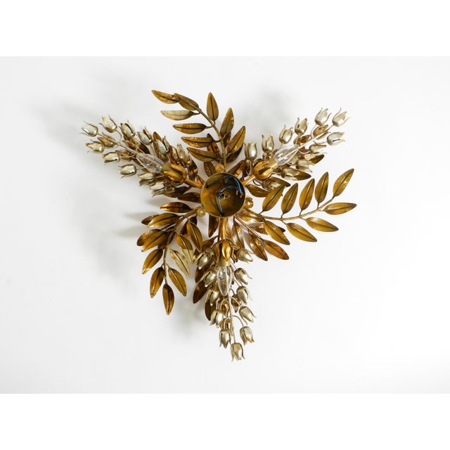 Large Gold-Plated Floral Wisteria Ceiling Lamp by Hans Kögl, 1970s For Sale - Image 18 of 18