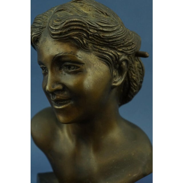 20th Century Bronze Bust Sculpture of Girl with a Laugh by Vincenzo Gemito, Italy For Sale - Image 16 of 18