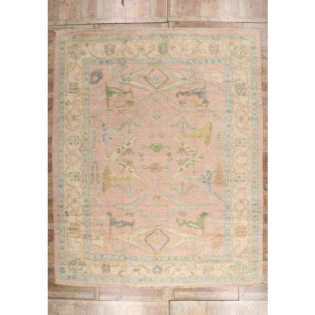 Vintage Modern Pink Oushak Rug - 12'00 X 14'09 For Sale - Image 10 of 10