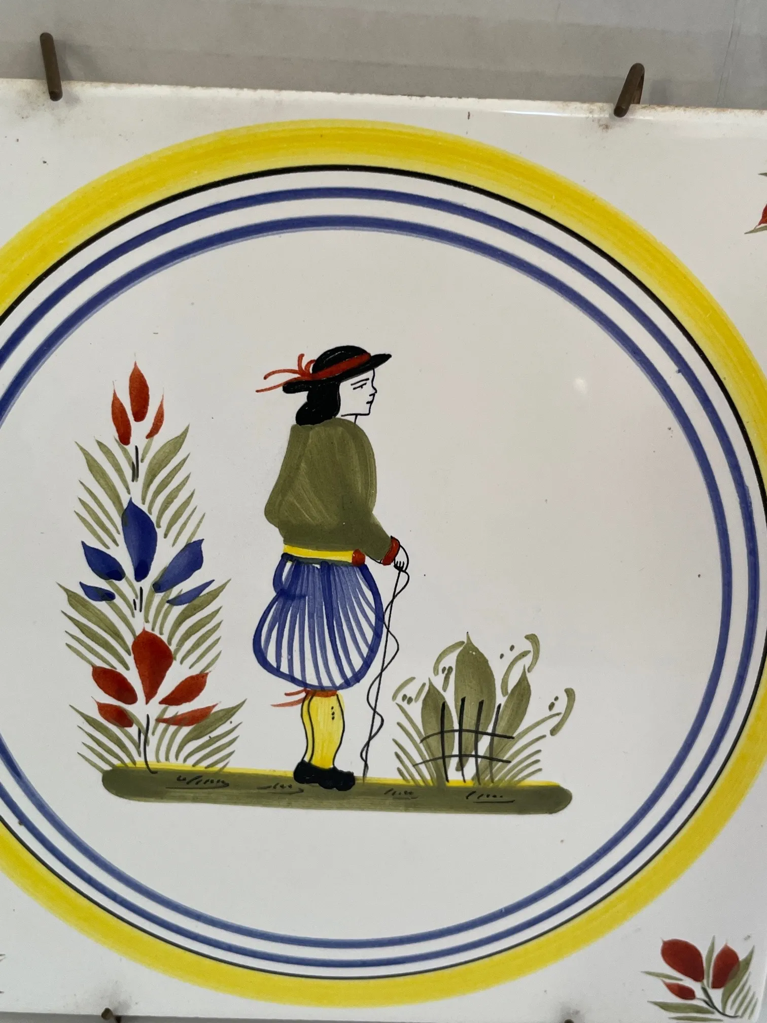 Vintage French Faience Quimper Pottery- Henriot Quimper Plate and