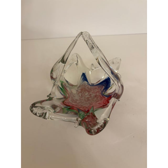 Vintage Hand Blown Glass Murano Art Basket For Sale In Boise - Image 6 of 12