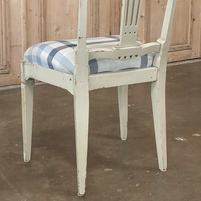 Set of 6 Antique Swedish Gustavian Painted Dining Chairs Includes 2 Armchairs For Sale - Image 9 of 18