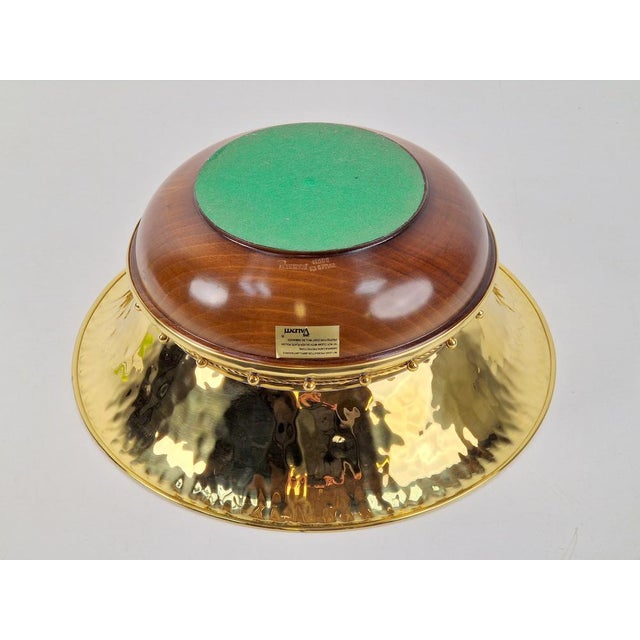 Vintage Valenti Gold Plated Centerpiece Bowl on Walnut Base, 1990s For Sale - Image 11 of 17