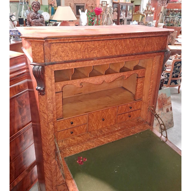 Charles X Drop-Front Secretary in Elm Burl, 19th Century For Sale - Image 6 of 9