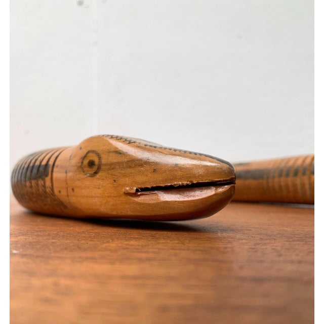 Vintage Flexible Wooden Snake Sculpture For Sale - Image 3 of 18
