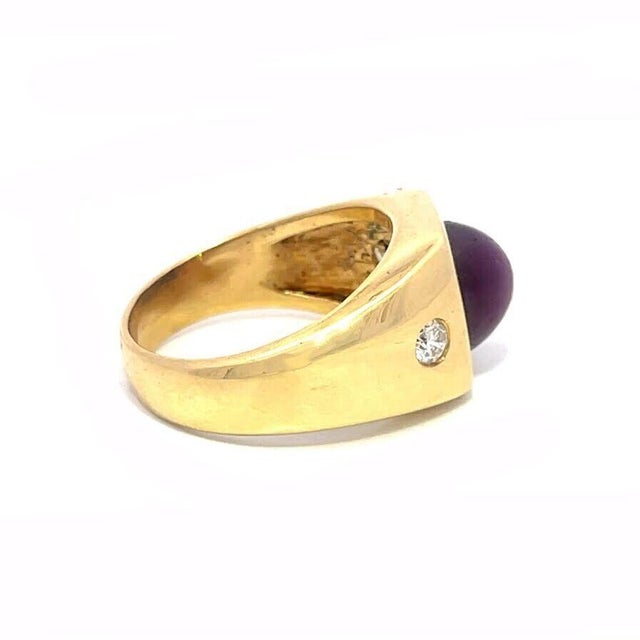 Late 20th Century Star Ruby Diamond Men's Ring 18k Yellow Gold Size 9.5 For Sale - Image 5 of 7