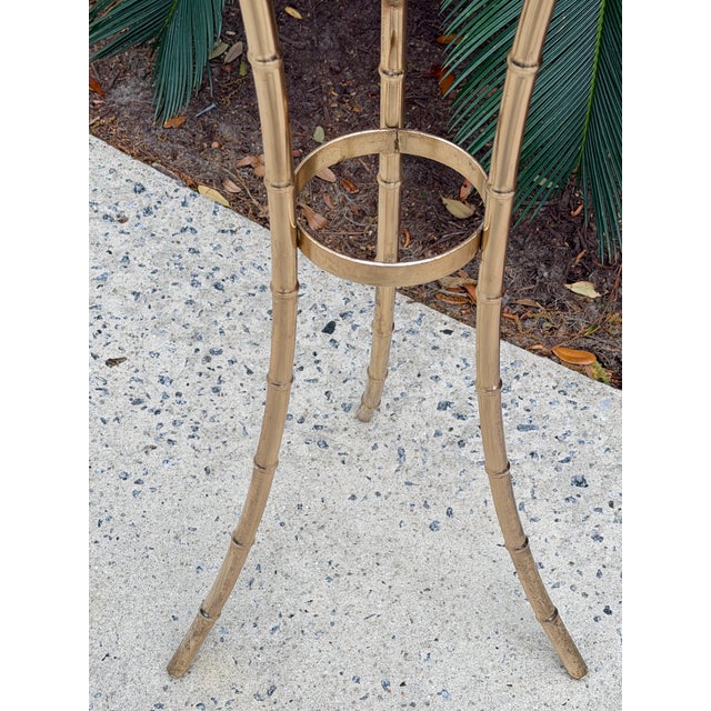 1970s Faux Bamboo Brass Plant Stand For Sale - Image 13 of 14