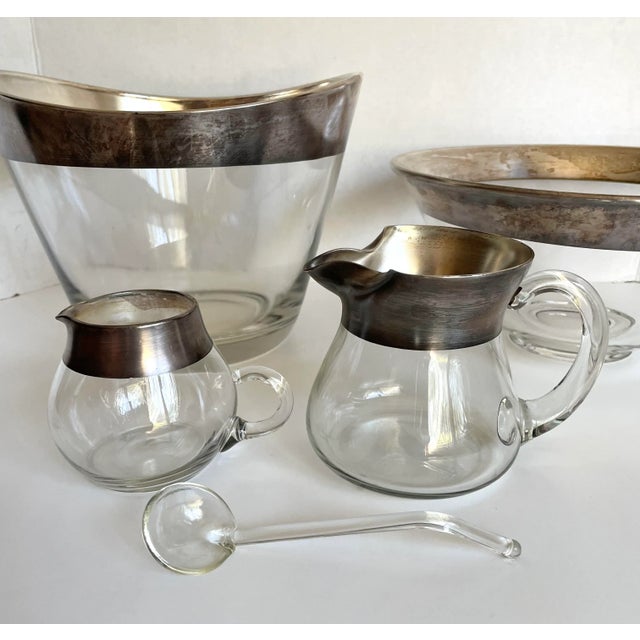 Dorothy Thorpe 1950's Dorothy Thorpe Silver Band Glass Serving Set - Set of 5 For Sale - Image 4 of 8