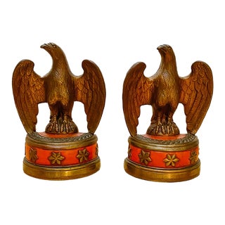 1950s Brass Federal Bald Eagle Bookends - a Pair For Sale