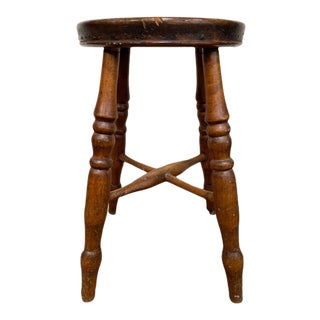 1880s Vintage English 4-Legged Milking Stool For Sale