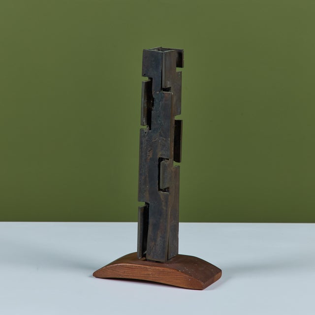 Ebony Bronze Mounted Brutalist Sculpture For Sale - Image 8 of 11