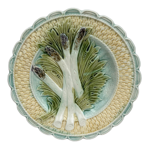 French Majolica Asparagus Plate Salins, Circa 1890