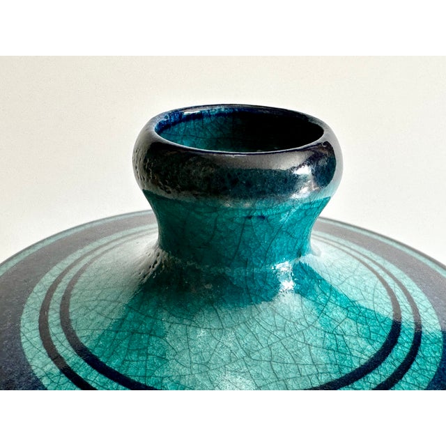 Bauhaus Hand-Thrown Studio Ceramic Vase in Turquoise-Blue Tones by Wilhelm Kagel, Germany, 1960s For Sale - Image 3 of 15
