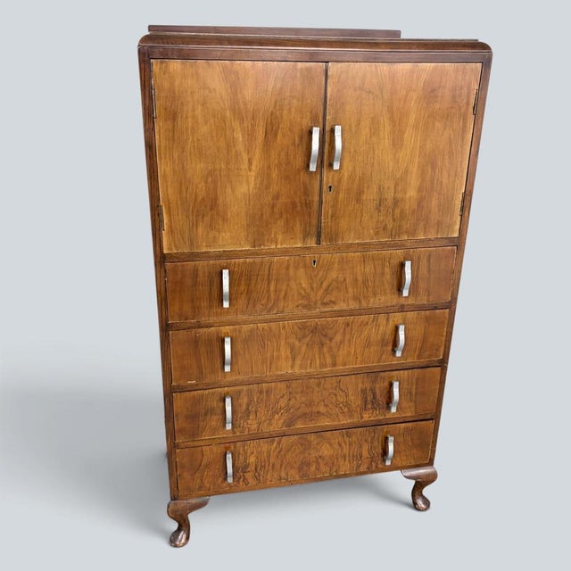 Art Deco Walnut Pantry Cabinet, 1930s For Sale - Image 4 of 9