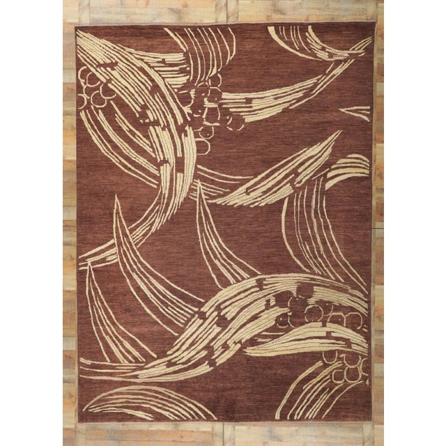 Brown Arts & Crafts Style Modern Area Rug, 08'07 X 11'07 For Sale - Image 8 of 9