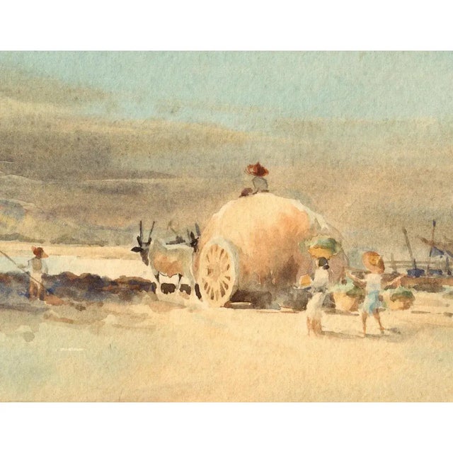 Mid 20th Century The Monsoon Original Impressionist Watercolor Painting Circa 1961 For Sale - Image 5 of 5