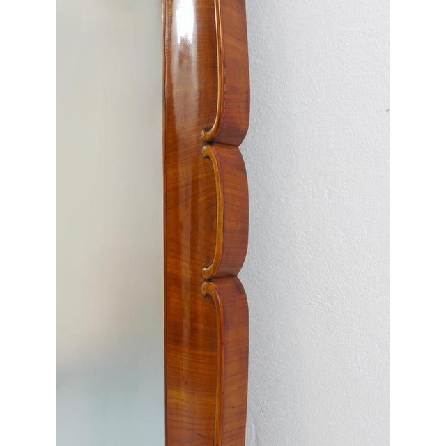 Large Biedermeier Carved and Scalloped Cherry Wood Wall Mirror, Vienna, 1850 For Sale - Image 9 of 13
