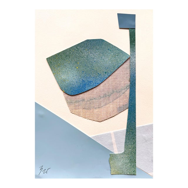 "Im Blue 2" Original Mixed-Media Collage on Paper by Zac Woodiel For Sale