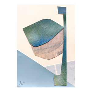 "Im Blue 2" Original Mixed-Media Collage on Paper by Zac Woodiel
