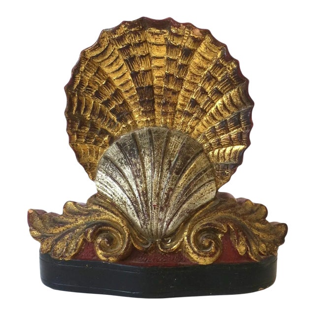 Italian Gold Gilt Scallop Seashell Bookend, Circa 20th Century For Sale