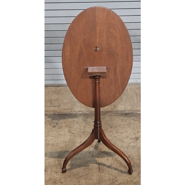 Kittinger Historic Newport Federal Style Mahogany Tilt Top Table Eagle Inlay For Sale - Image 11 of 12