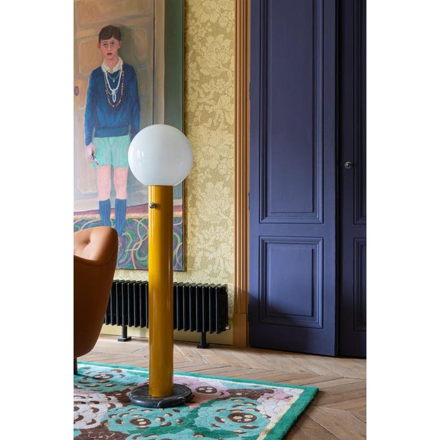 Black Nickel-Plated Glass Globe Marble Base Giorgio Floor Lamp by Magic Circus Editions For Sale - Image 8 of 10