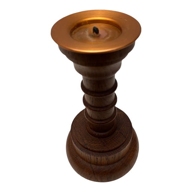 Danish Mid-Century Wooden Candleholder For Sale