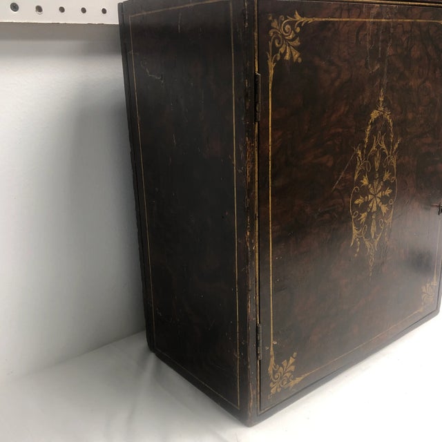 Early 20th Century Antique English "Inlaid" Faux Bois Medicine Cabinet For Sale - Image 5 of 10
