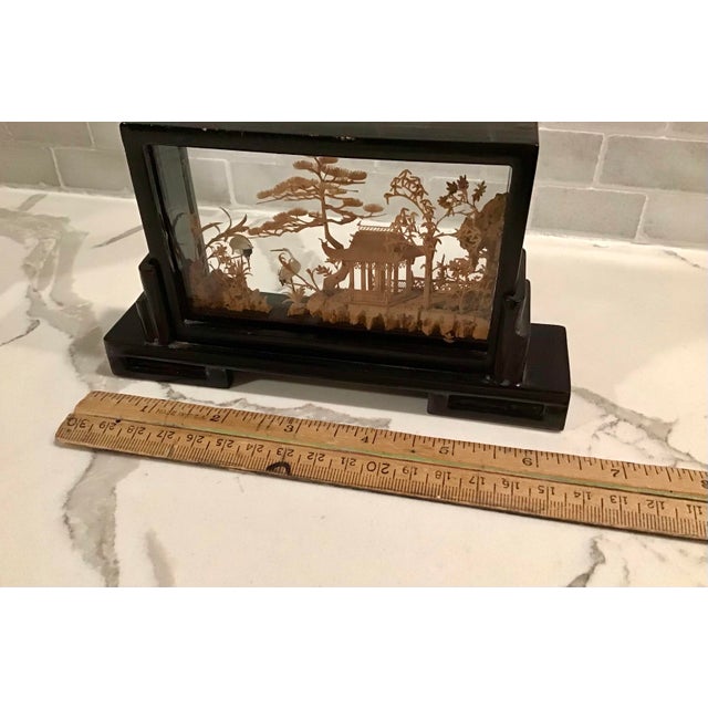 1940’s Chinese San You Diorama. Hand carved out of cork miniature architectural scene enclosed in a glass case and...