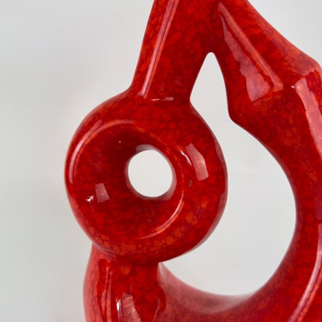 Vintage Red Glaze Ceramic Vase by Roberto Rigon for Bertoncello, 1970s For Sale - Image 6 of 11