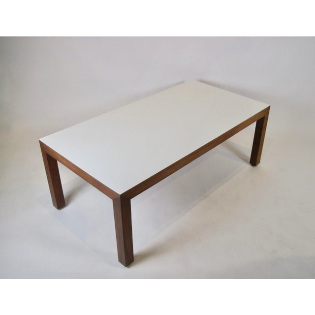 1960s Modernist Rectangular Wood Coffee Table With White Formica Top For Sale - Image 4 of 13