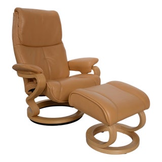 Set of Leather Lounge Chair and Ottoman from Himolla For Sale