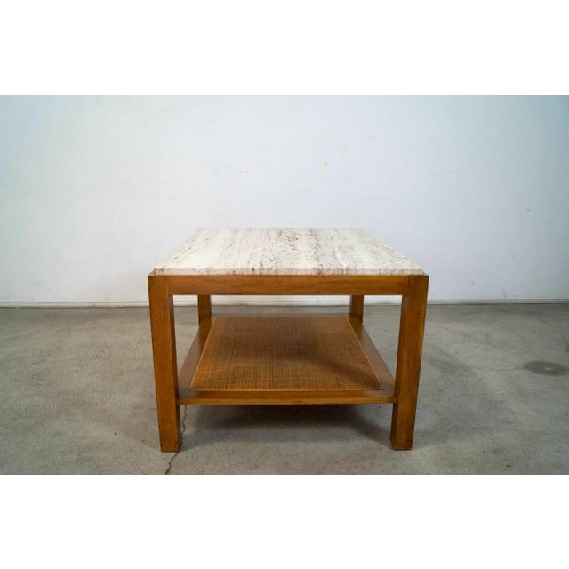 1960’s Mid-Century Modern Travertine Top End Table For Sale In Los Angeles - Image 6 of 12
