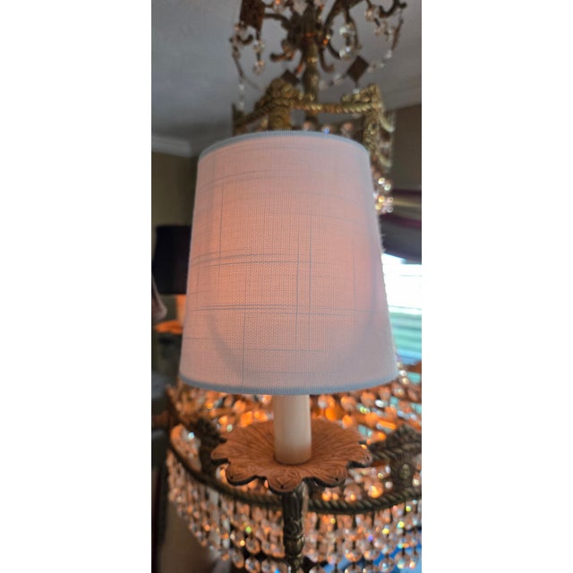 Set of 4 linen chandelier shades, new and unused. These pretty shades will change the look of your chandelier! They slip...