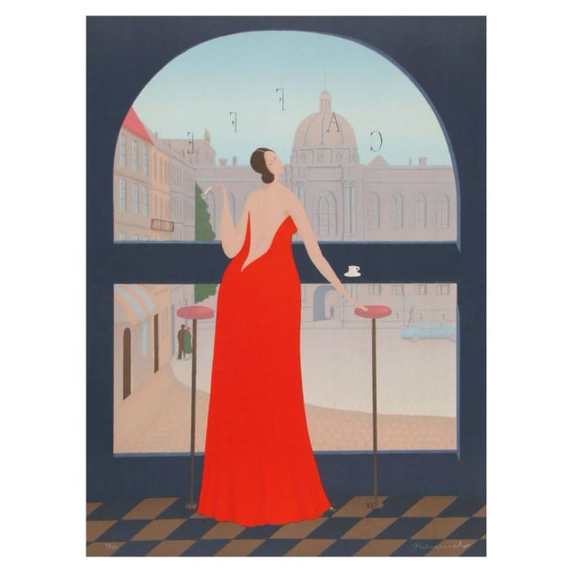 Branko Bahunek - In the Cafe Lithograph For Sale