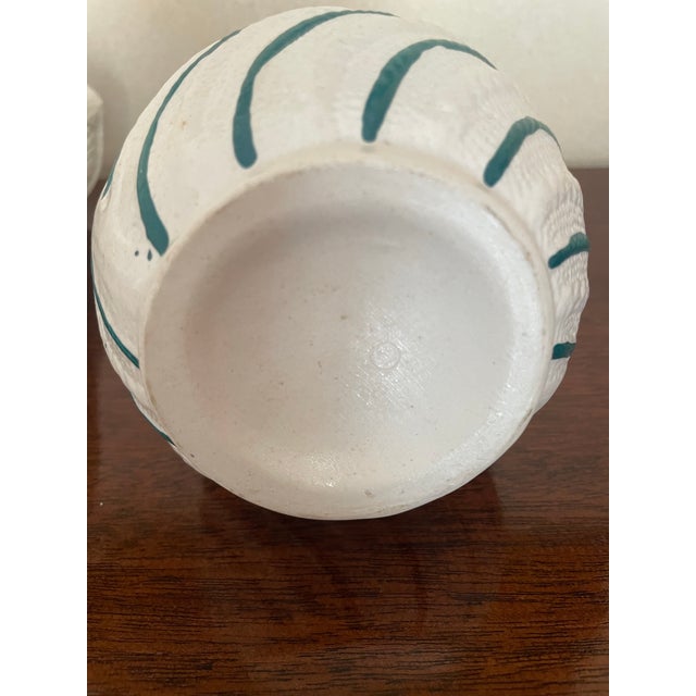 Ceramic Pair of Antique Striped Pitchers For Sale - Image 7 of 8