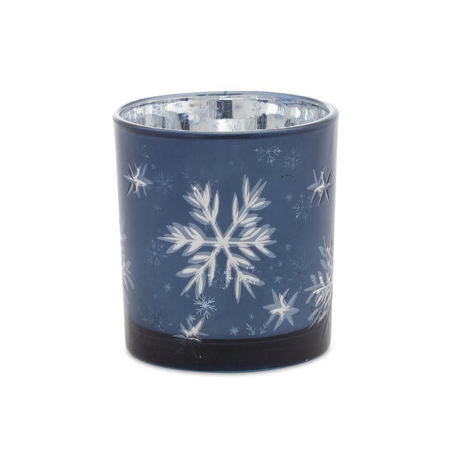Kenneth Ludwig Chicago Frosted Votive Candle Holder with Snowflake Design (Set of 3) For Sale - Image 4 of 6