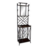 Black Tortoise Faux Bamboo Chippendale Style Étagère Hall Tree With Mirror Panel For Sale
