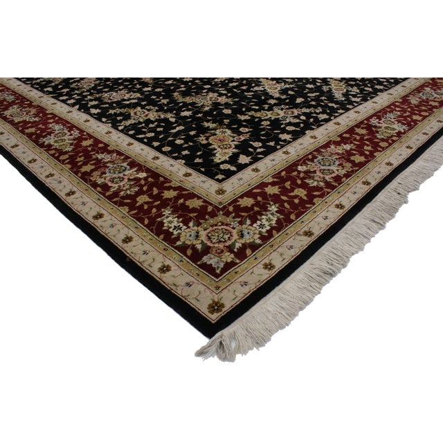 76703 Vintage Chinese Rug, 08’00 x 09’11. The Midnight Blossom: A Vintage Chinese Masterpiece of Timeless Splendor This...