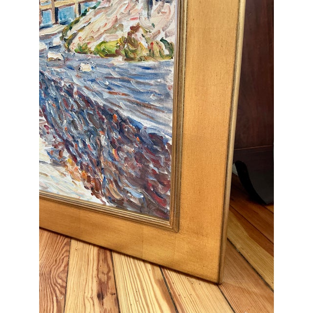 Late 20th Century Edmund Jordan August Lookout Oil Painting Coastal Landscape - Gold Frame For Sale - Image 4 of 5