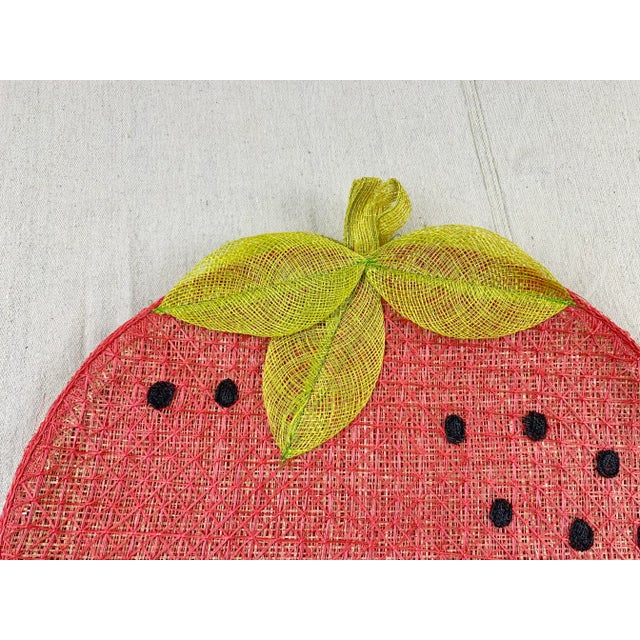 Rustic Vintage Strawberry Raffia Placemats-Set of 4 For Sale - Image 3 of 9
