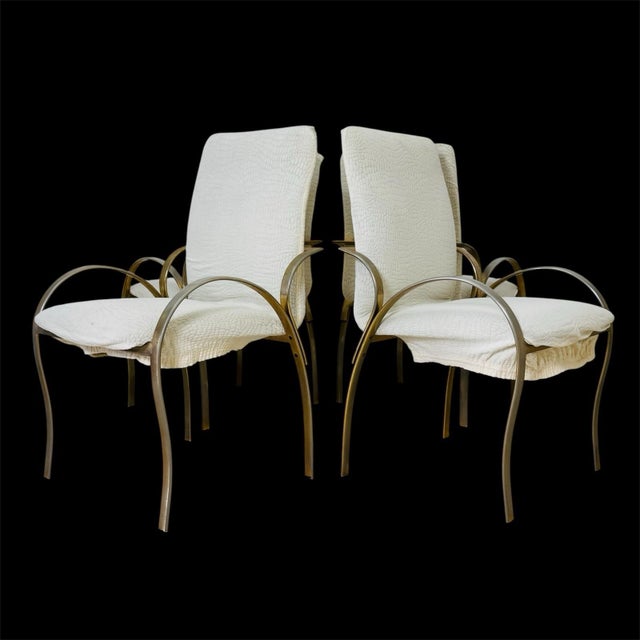Vintage Italian Gold Metal Dining Chairs, 1970s, Set of 4 For Sale - Image 10 of 10