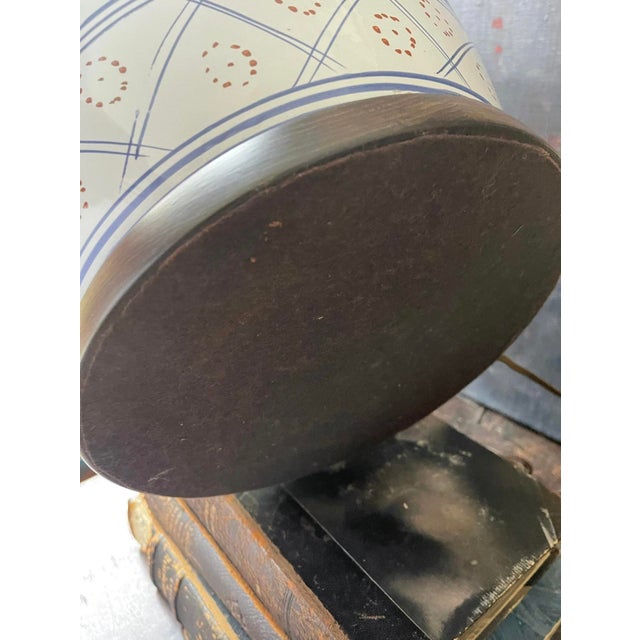 Vintage Oversized Italian Ceramic Lamp by Frederick Cooper Depicting Asian Scene For Sale In Chicago - Image 6 of 11