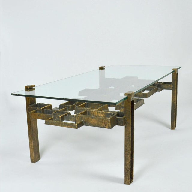 Sculpted Bronze Coffee Table with Glass Top, 1970s For Sale - Image 4 of 18