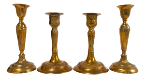 Vintage Danish Brass Candlesticks, 1950s, Set of 4