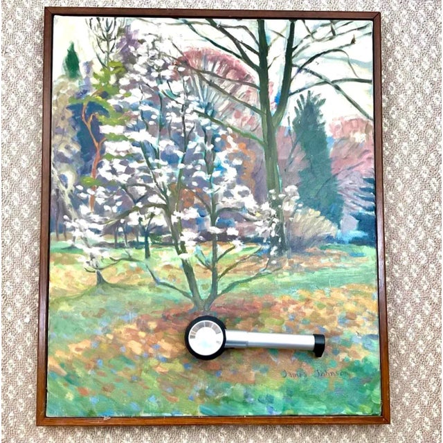 Vintage Original Oil Painting “Willow Wood Arboretum Spring Landscape” Signed James L. Johnson For Sale - Image 9 of 12