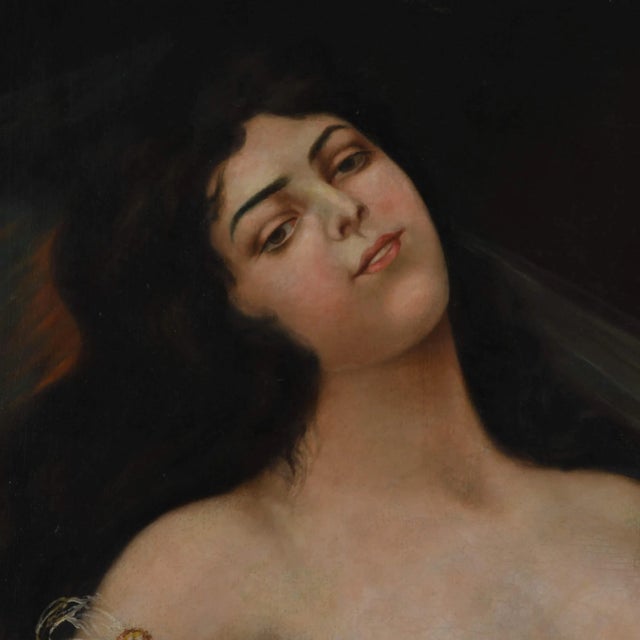 Antique Framed "Leisurely Portrait" Oil on Canvas For Sale - Image 4 of 10