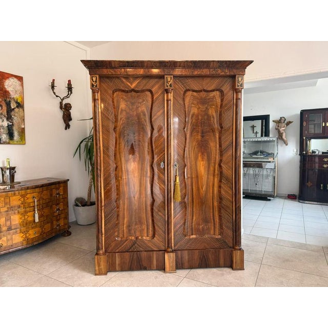 Antique Empire Columned Hall Cabinet For Sale - Image 4 of 18